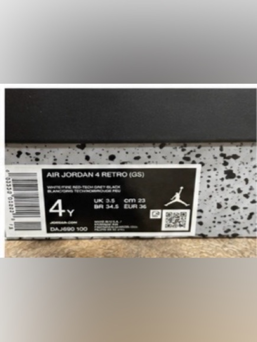 Nike AirJordan 4 Retro GS White Cement Sz 4Y Youth Sneakers GOAT Verified w/ Box - Picture 10 of 12